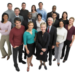 A group of business people standing together.